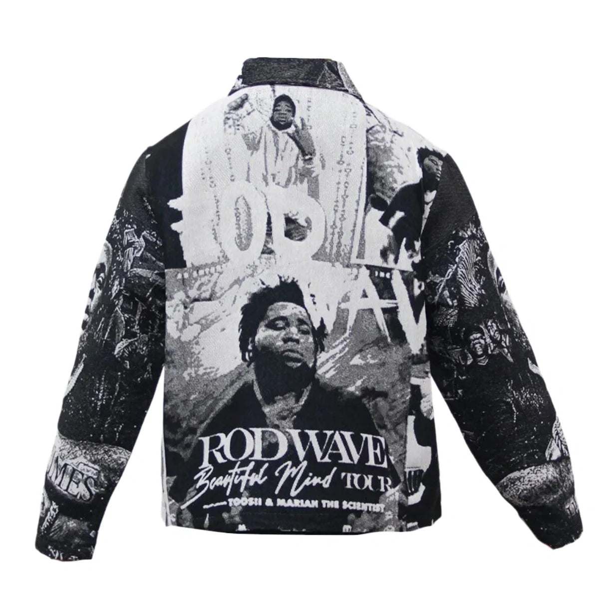 Black & White Woven Tapestry Zip Jacket