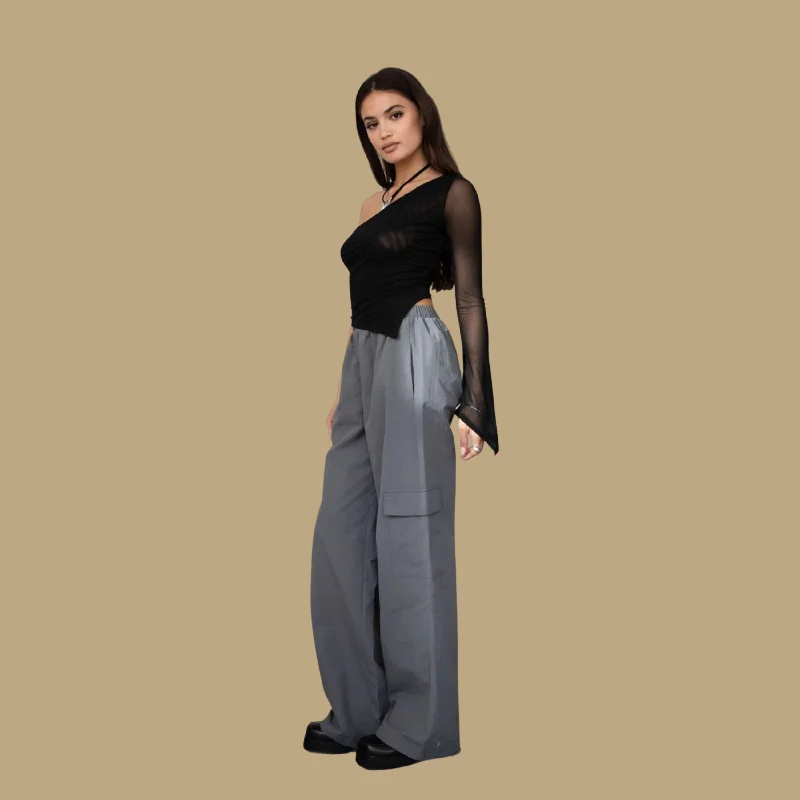 TIC TOC - "Lyra" - Nylon Cargo Pants Fashionable Tapered Leg Pants