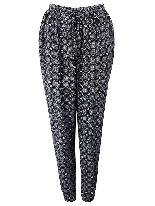 Casual Women Pattern Print Bloomers Pants Chic Wool Trousers