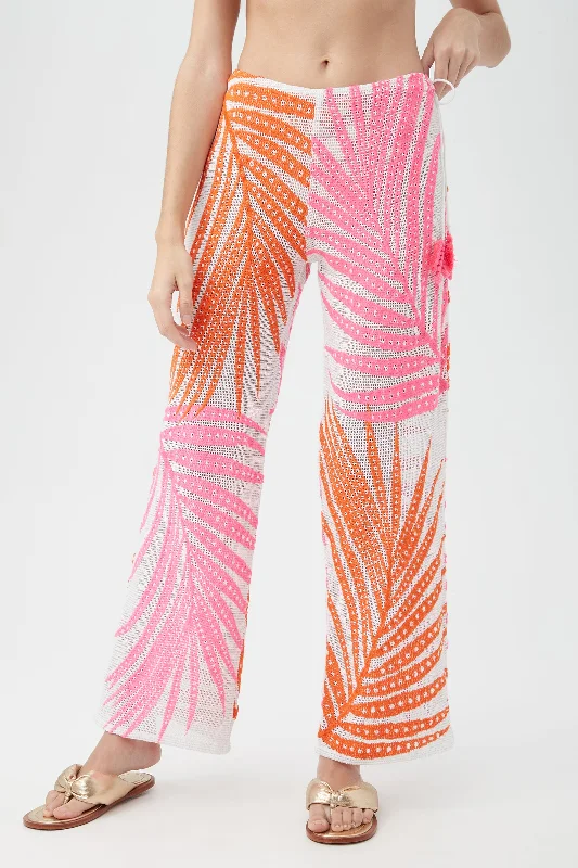 Women's Sheer Tropics Lace Up Swim Cover-Up Pant Slim-Fit Leggings