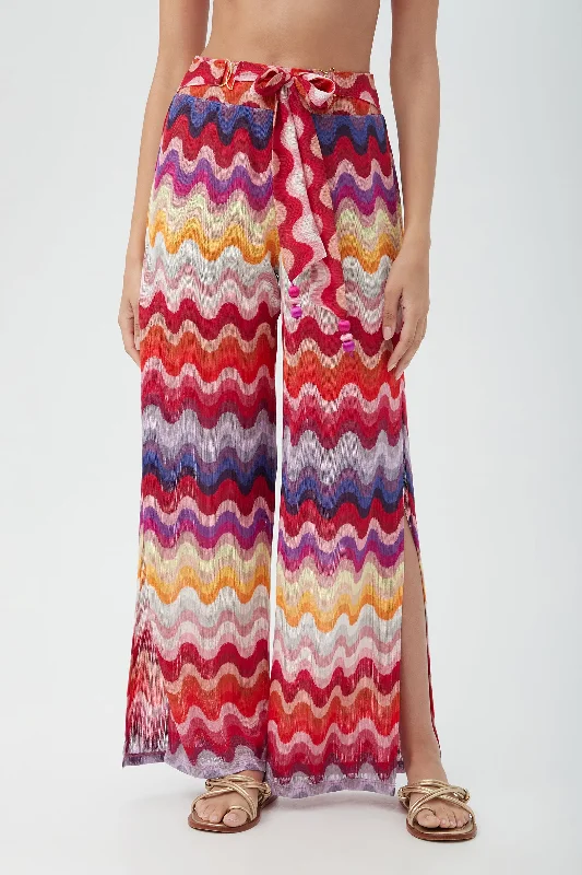 Women's Portofino Rainbow Wave Crochet Swim Cover-Up Pant Relaxed Lounge Trousers