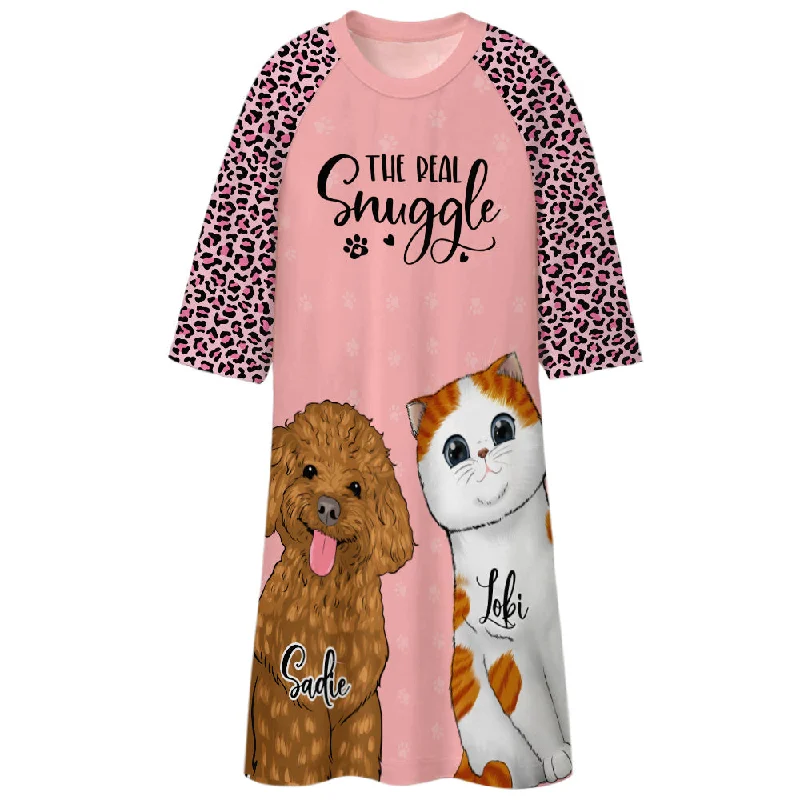 Pet Real Snuggle - Personalized Custom 3/4 Sleeve Dress