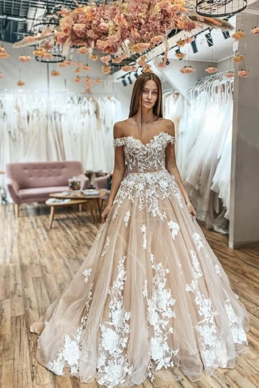 Champagne lace long A line ball gown dress fashion dress C855