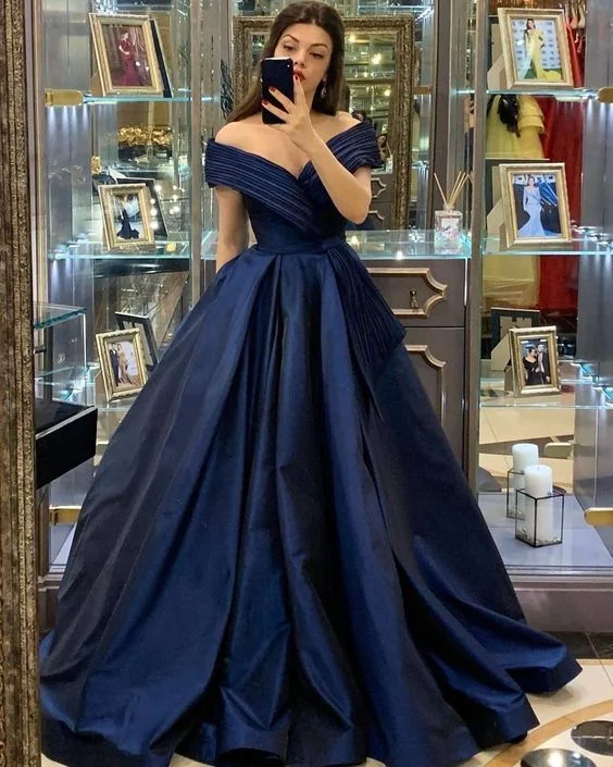 Off The Shoulder A-line Satin Prom Dress,Princess Dress  cc1020