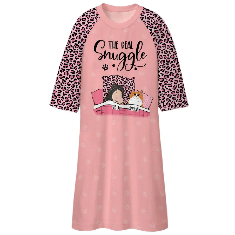 Cat Real Snuggle - Personalized Custom 3/4 Sleeve Dress