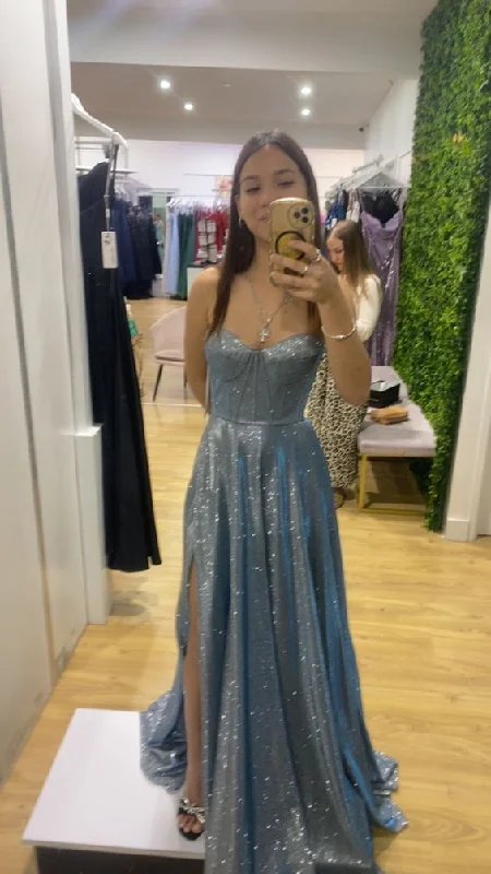Sparkly Blue A-line Prom Dress,Graduation Dress cc1363