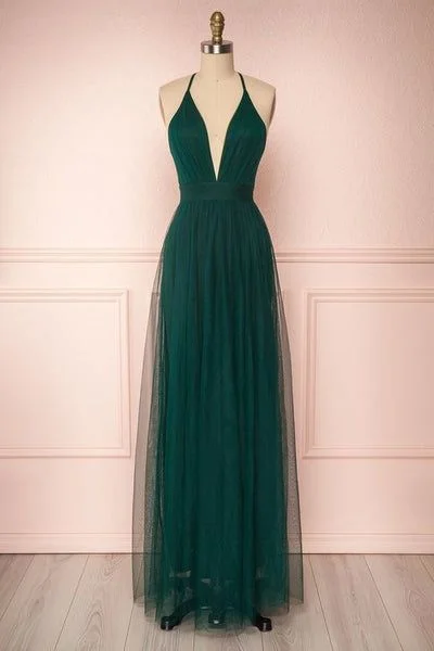 Forest Green long prom dress   S862