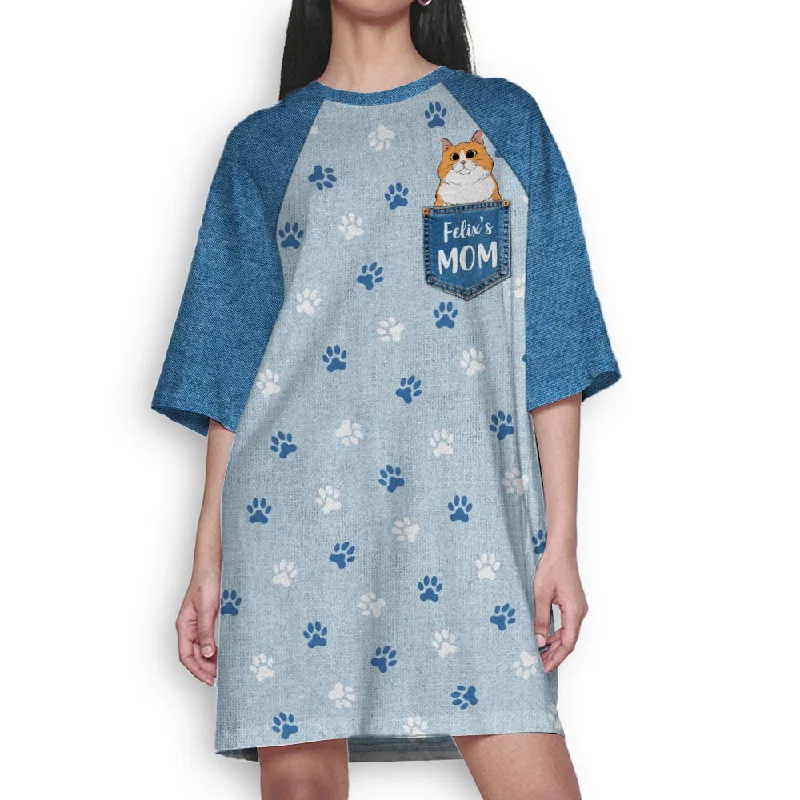 Cat Mom Pocket - Personalized Custom 3/4 Sleeve Dress