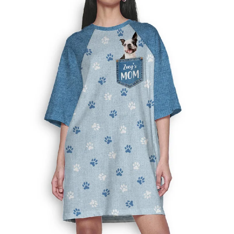 Pocket Dog Mom Photo - Personalized Custom 3/4 Sleeve Dress