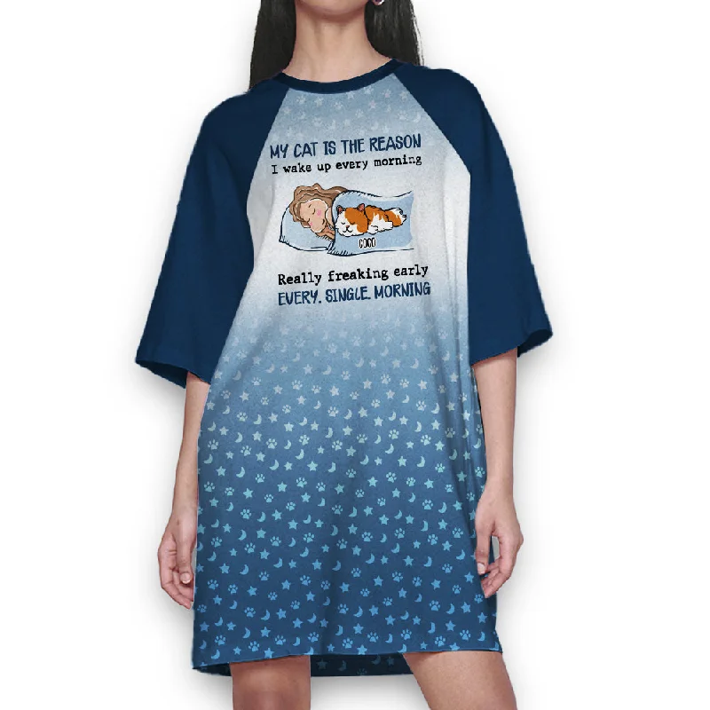 My Cat Is The Reason - Personalized Custom 3/4 Sleeve Dress