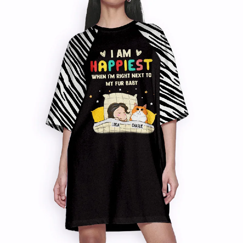 Happiest Cat Mom - Personalized Custom 3/4 Sleeve Dress