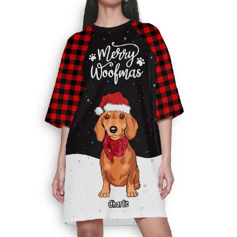 Merry Woofmas Snow - Personalized Custom 3/4 Sleeve Dress