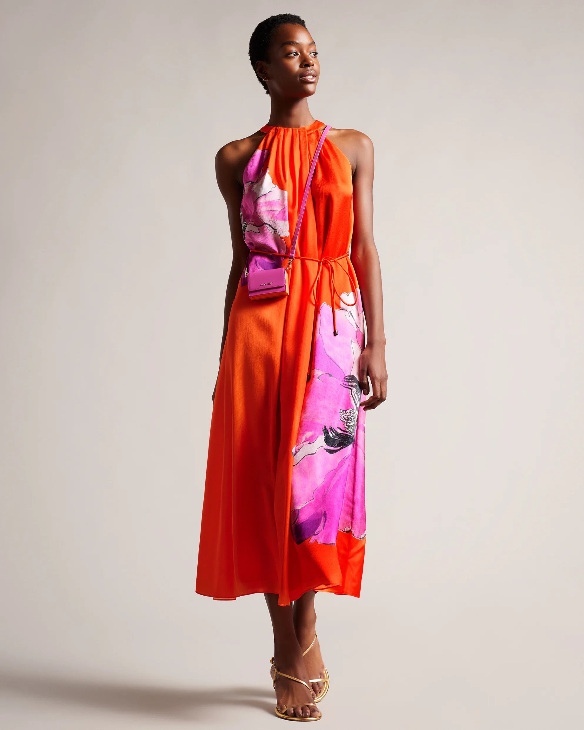 Immia Halterneck Swing Dress - Bright Orange