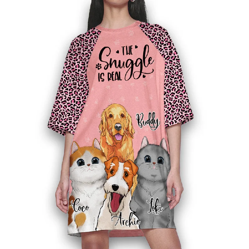 Pet Snuggle - Personalized Custom 3/4 Sleeve Dress
