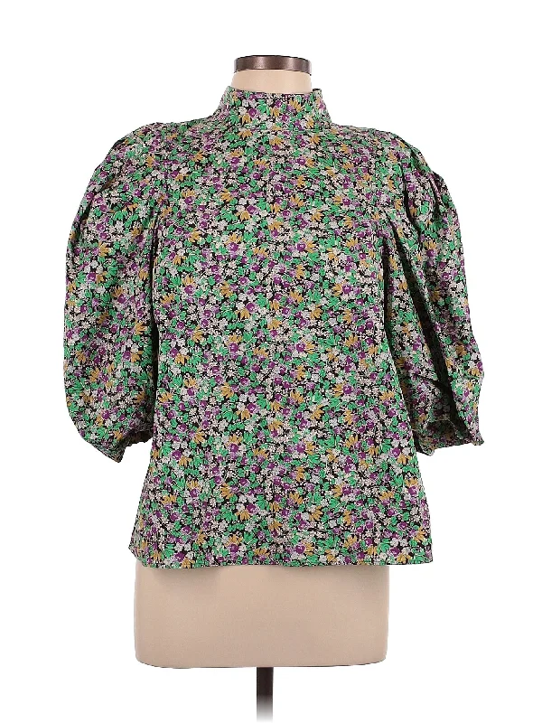 3/4 Sleeve Blouse Silky Draped Blouse