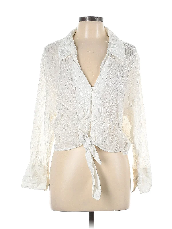 Long Sleeve Blouse Asymmetric Hem Blouse