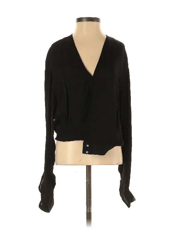 Long Sleeve Blouse Collared Satin Blouse