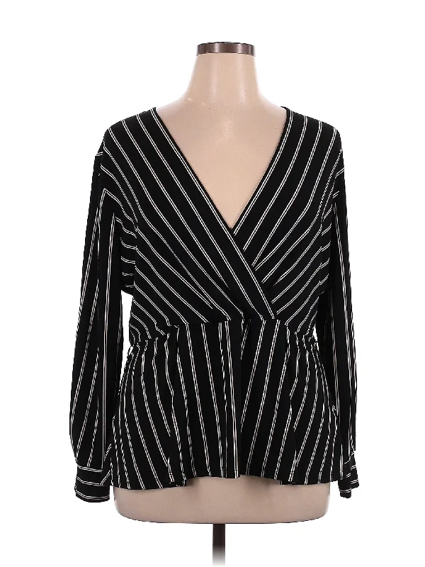 Long Sleeve Blouse Elegant Semi-Sheer Blouse