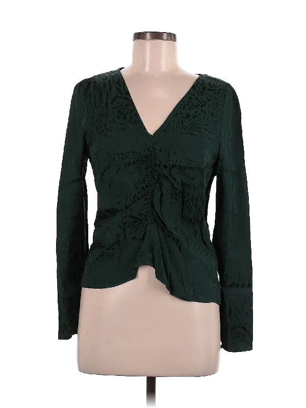 Long Sleeve Blouse Ruffled Neck Blouse