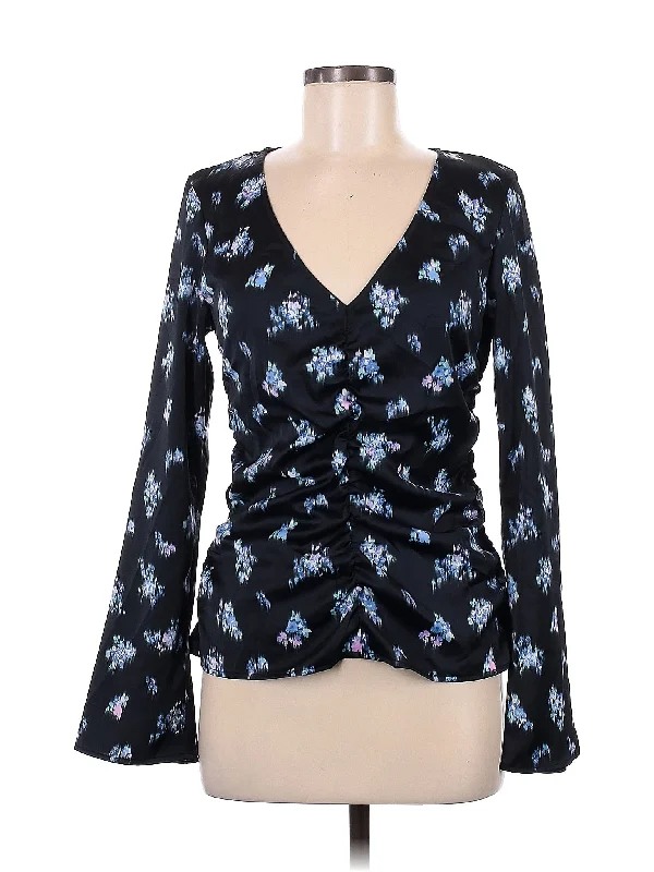 Long Sleeve Blouse Silky Tunic Blouse