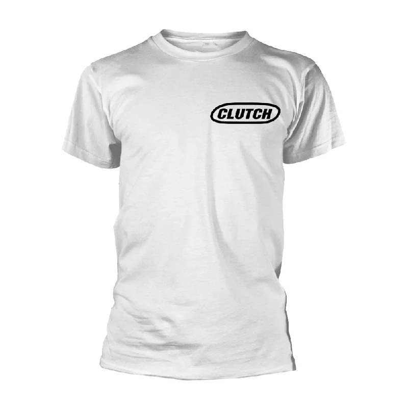 Clutch Unisex T-shirt: Classic Logo (Black/White) Rayon Velvet Corduroy