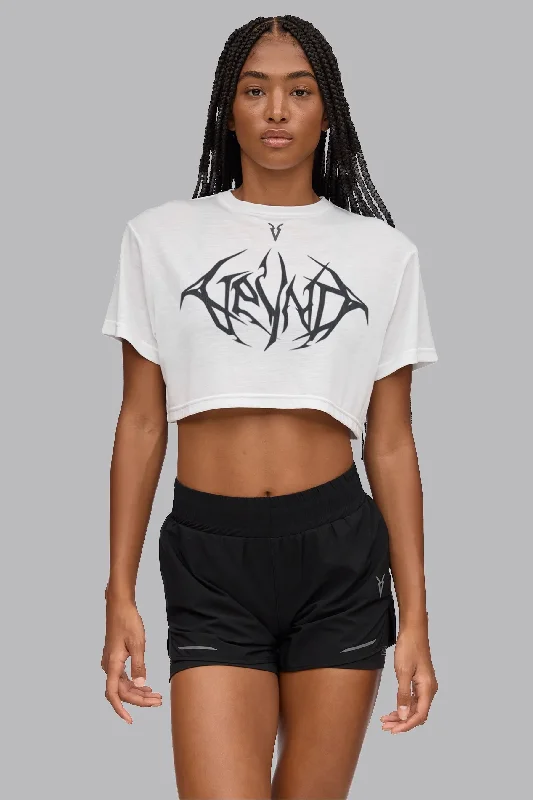 V_SYLK BLACK VEINS GRAPHIC BOXY T-SHIRT - Optic White Silk Blend Satin Velvet