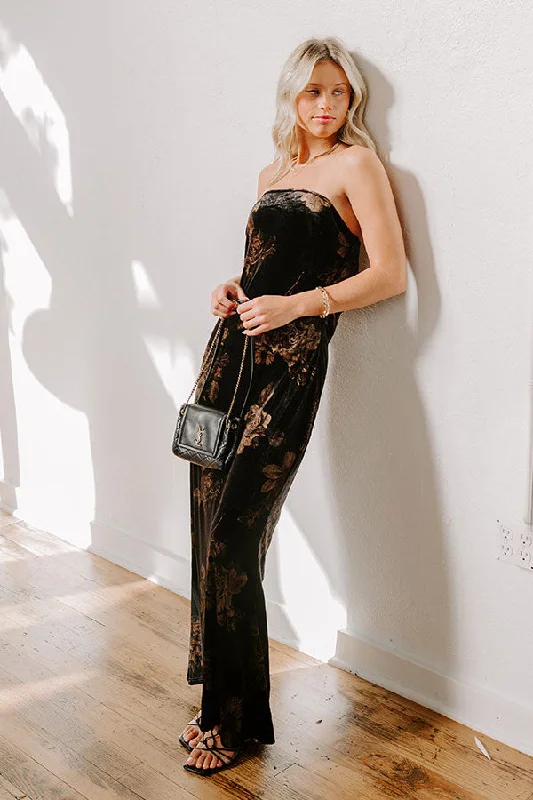 Charmed Moments Velvet Floral Maxi Dress Cozy Knit Maxi Dress
