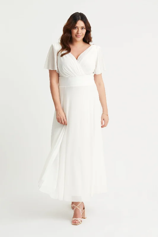 Isabelle Ivory Float Sleeve Maxi Dress Comfortable Maxi Dress with Sleeves
