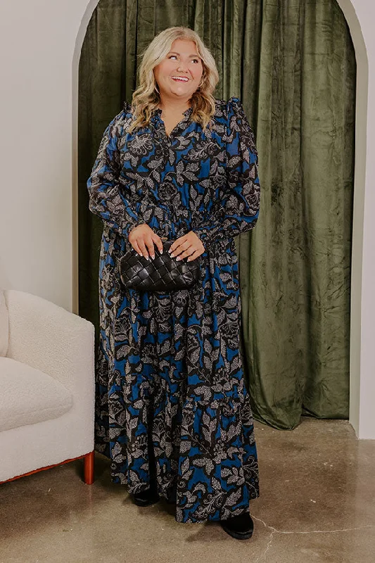 Lost in A Novel Floral Maxi Dress Curves Comfortable Maxi Dress with Slits