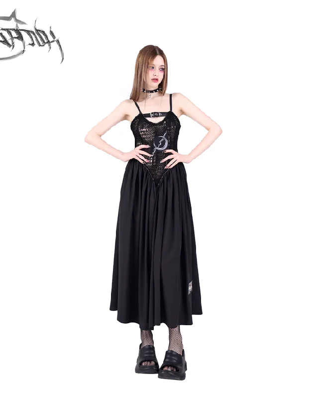 PINKSPINK Mystical Moon Maxi Dress - Black Trendy Maxi Dress with Bow