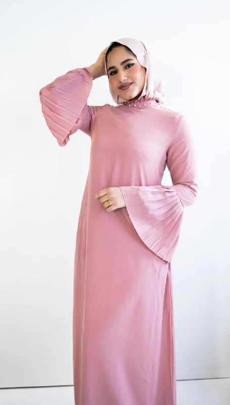Pleated Cuff Maxi Dress with Pearl Detail Fashionable Sleeveless Maxi Dress