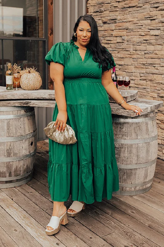 Simply Sweet Maxi Dress in Hunter Green Curves Chic Button-Up Maxi Dress