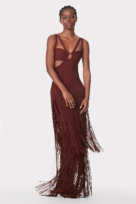 Stunning Allure Fringe Maxi Dress Comfortable Fitted Maxi Dress
