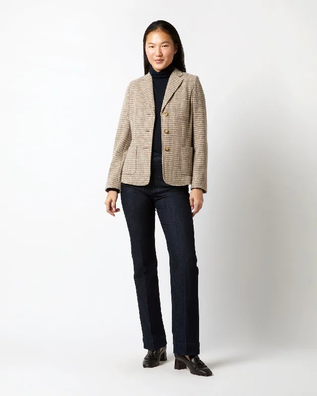 Reagan Jacket in Mink/Bone Houndstooth Knit Mesh Jacket Canvas Jacket Denim Jacket