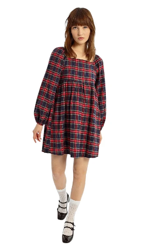 Benton Plaid Mini Dress Elegant Velvet Mini Dress
