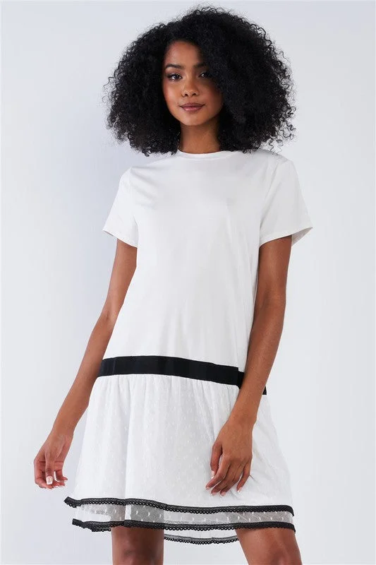 Crew Neck Short Sleeve T Shirt Mini Dress Comfortable Wrap Mini Dress