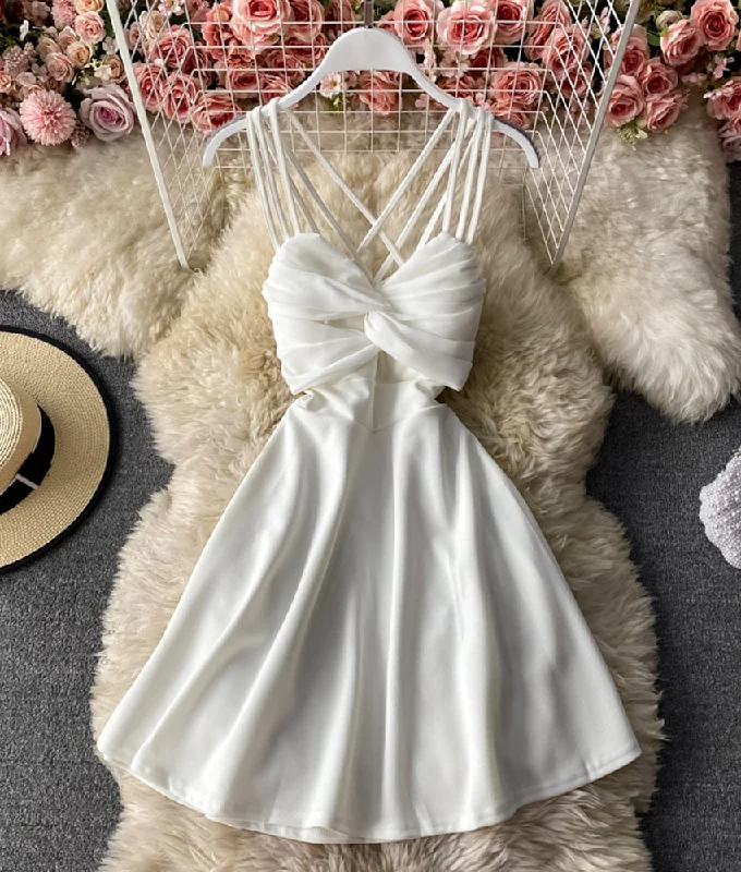 Cute A line mini dress fashion dress  911 Chic Puff Sleeve Mini Dress