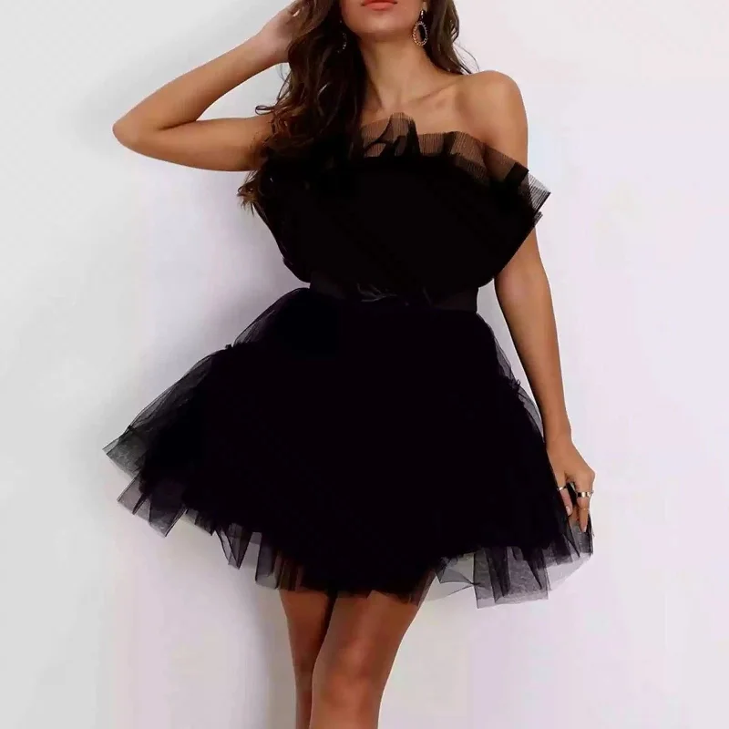 Elegant Sleeveless Gauze Mini Dress Classic Casual Mini Dress