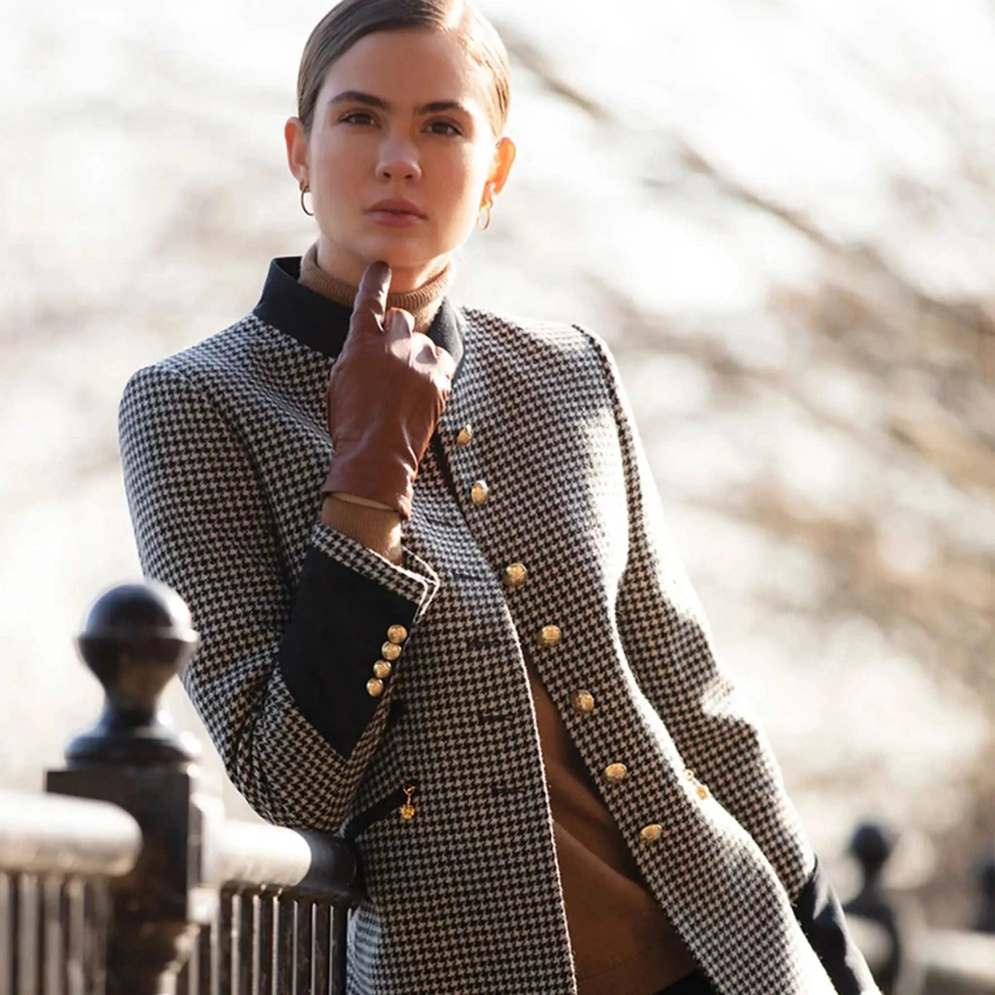 Knightsbridge Houndstooth Jacket Faux Fur Jacket Real Fur Jacket Shearling Jacket