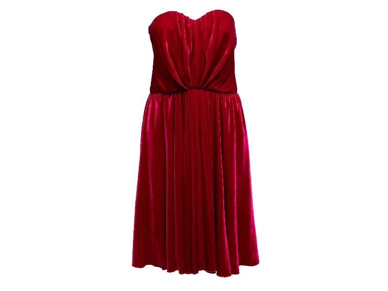 Magenta Dolce & Gabbana Velvet Strapless Mini Dress Size IT 42 Comfortable Bodycon Mini Dress