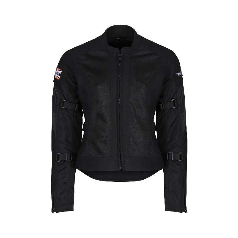 MotoGirl Jodie Mesh Jacket - Black Knit Fabric Woven Fabric Fleece Fabric