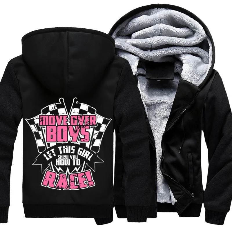 Superwarm Move Over Boys Let this Girl Show You How To Race Jackets With FREE SHIPPING! Oversized Jacket Tailored Jacket Straight Jacket
