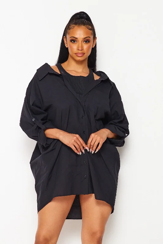 One Day Oversized Mini Dress Fashionable Lace-Trim Mini Dress