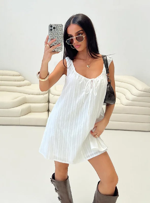 Papaya Mini Dress White Classic Solid Mini Dress