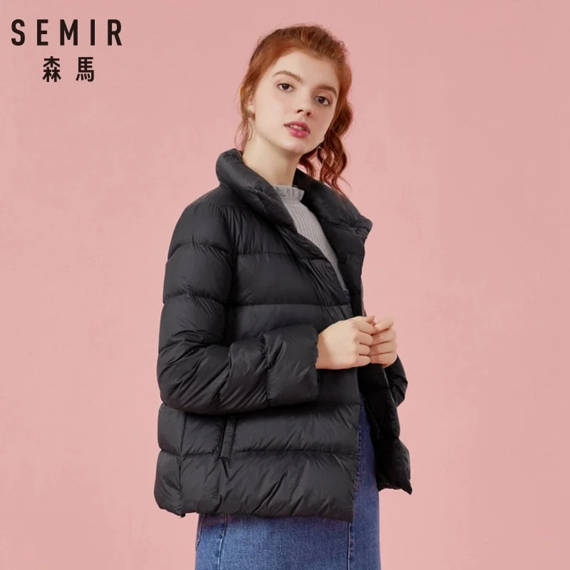 SEMIR Plus Size 2XL 3XL Thicken Winter Jacket Women 2019 Ultra Light Down Coat Padded Jackets Black Casual Clothes For Woman Oversized Jacket Tailored Jacket Straight Jacket