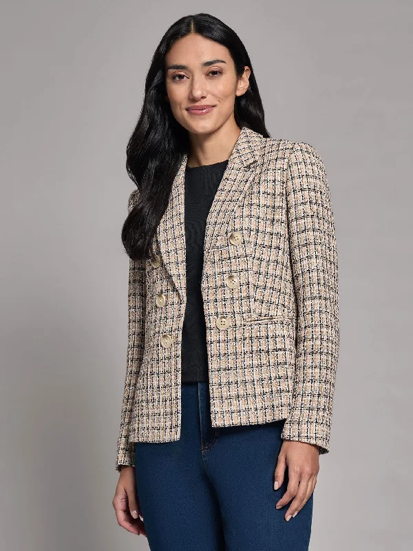 Tweed Faux Double-Breasted Jacket Appliqued Jacket Beaded Jacket Sequined Jacket