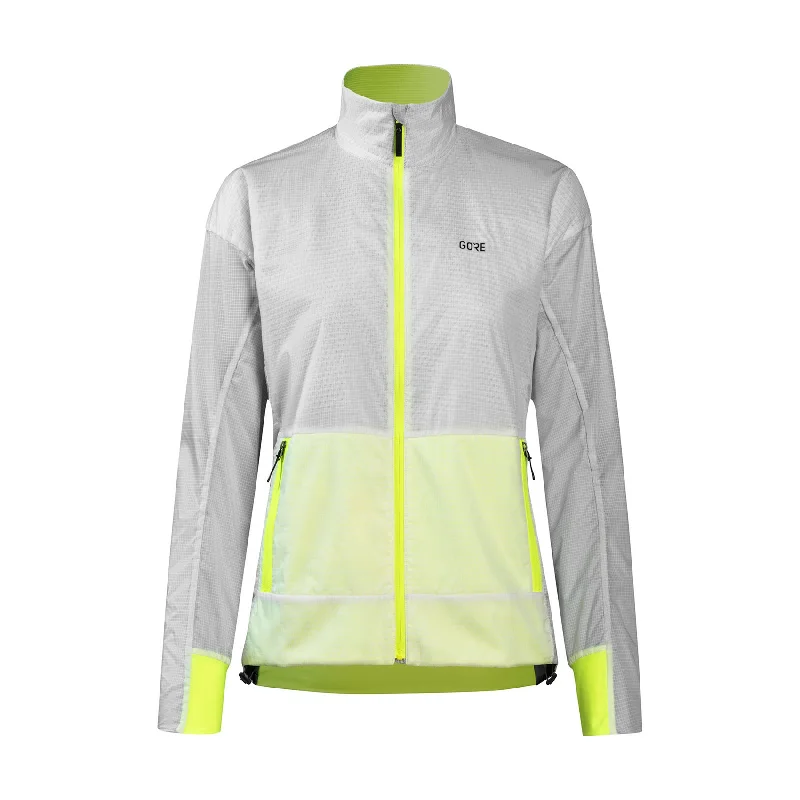 Women's Drive Jacket - White/Neon Yellow Hoodie Zip-Up Jacket Button-Up Jacket