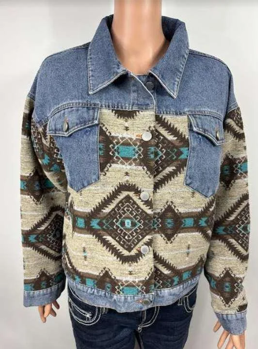 Western Denim Jacket Style#-DA-246 Fleece Fabric Down Fabric Feather Fabric
