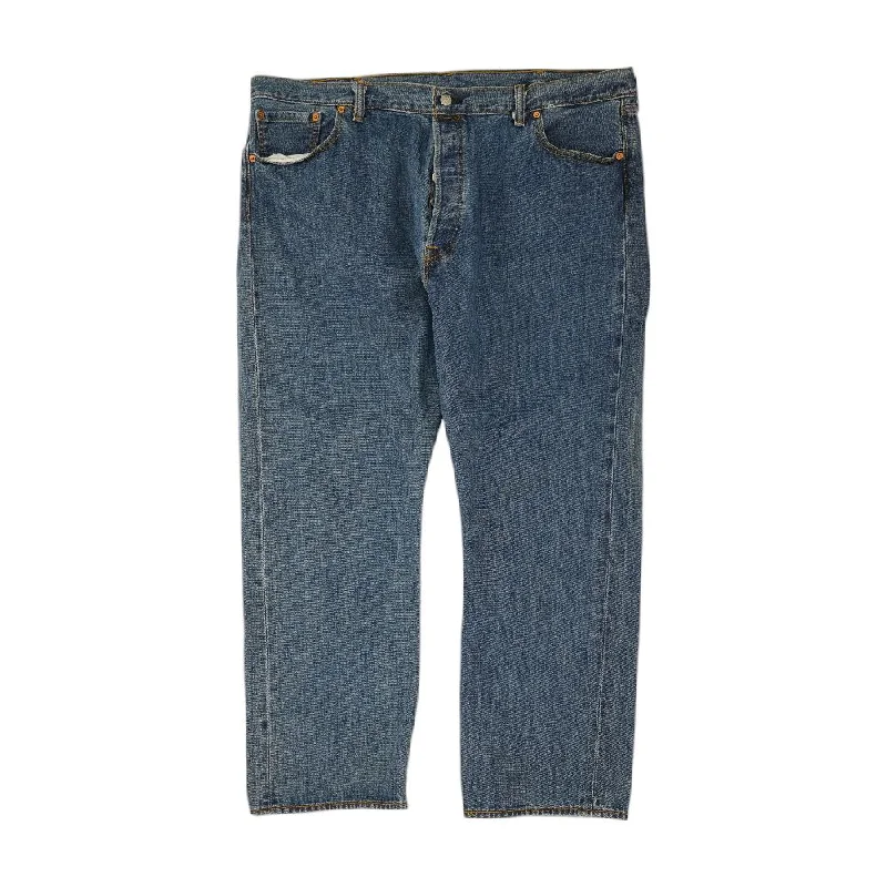 501 Solid Jeans Trendy Wide-Leg High-Waist Denim