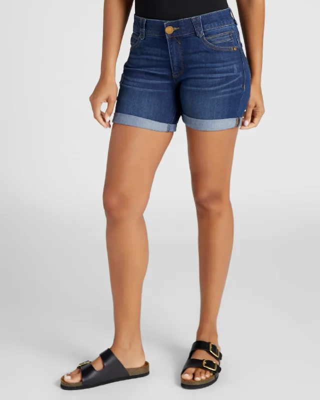 "Ab"solution Cuffed Jean Shorts Fashionable Frayed Hem Denim